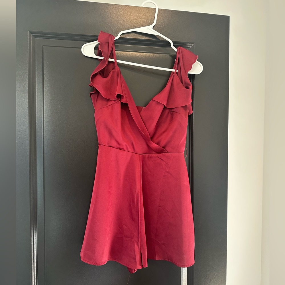 Deep red maroon satin romper. Urban Outfitters. Worn once.